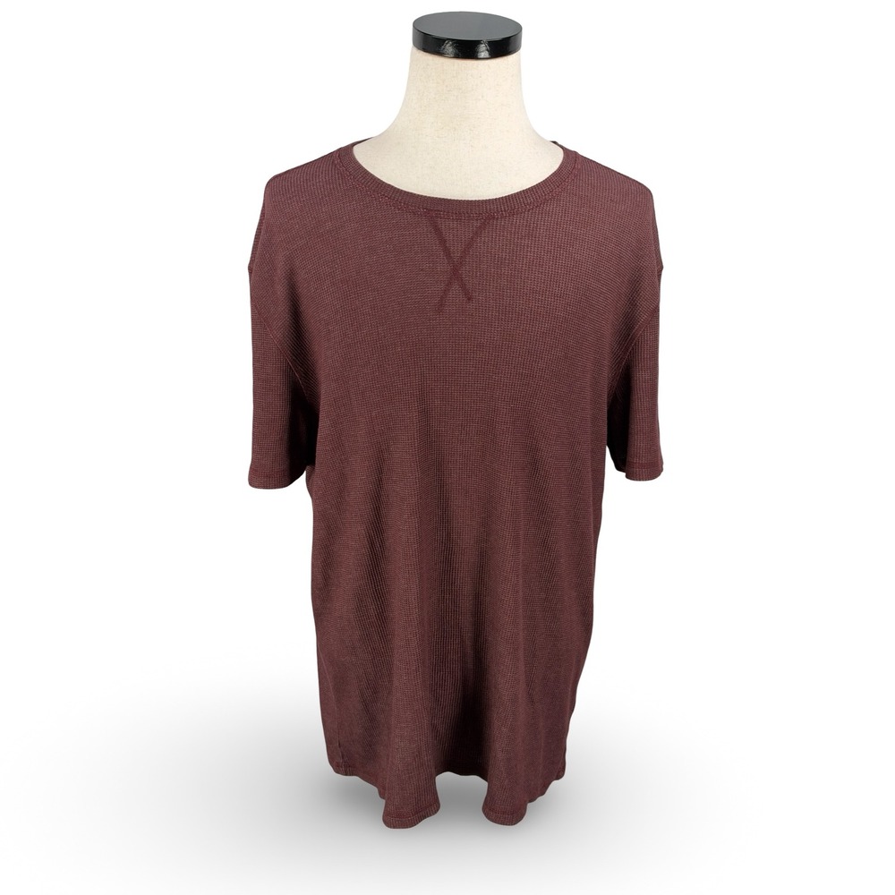 John Varvatos USA Mens XL Burgundy Waffle Knit Short Sleeve T-Shirt NWT New